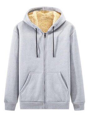 Men's Plus Size Sherpa Lined Zip Up Hoodie